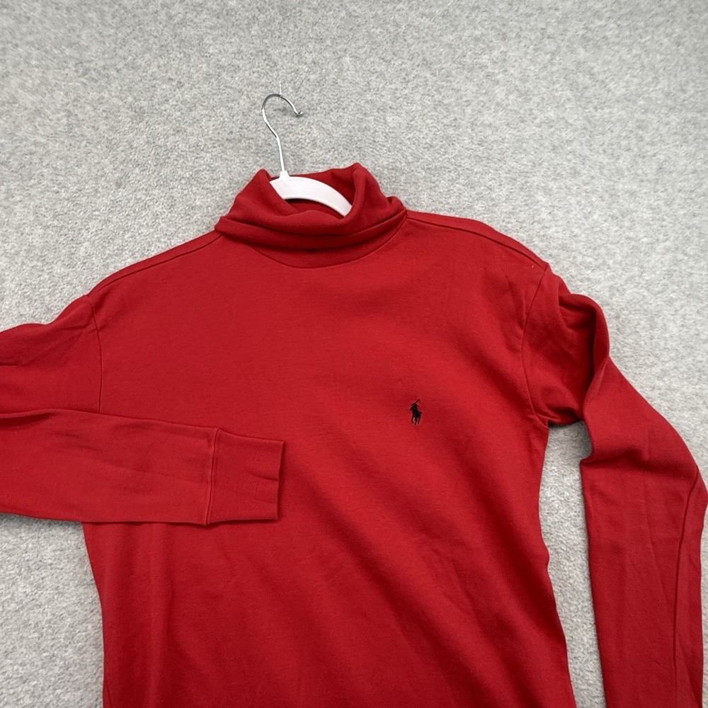 Ralph Lauren Vintage Womens Red Turtleneck Shirt Long Sleeve Cotton Top 90s M